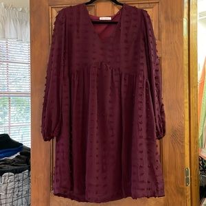 KIRUNDO maroon dress with puffs